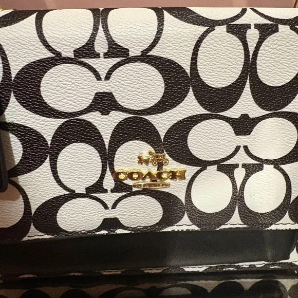 Coach Monogram Black and White Crossbody Bag - Picture 3 of 6